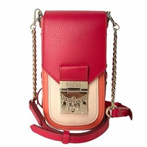 MCM New With Tags Patricia Mini Red/Orange Crossbody Leather Bag Made in Italy